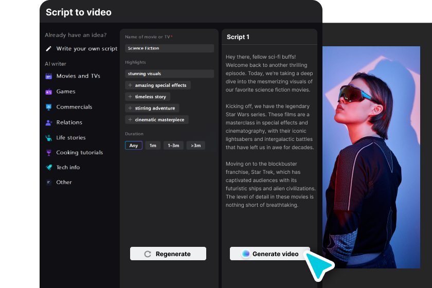 Senaryoyu videoya dönüştürün